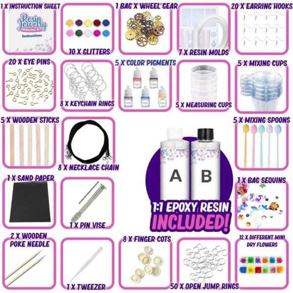 Resin JewelryMaking Starter Kit-Silicone Casting Mold,Tool Set Clear Epoxy Resin - Picture 3 of 7